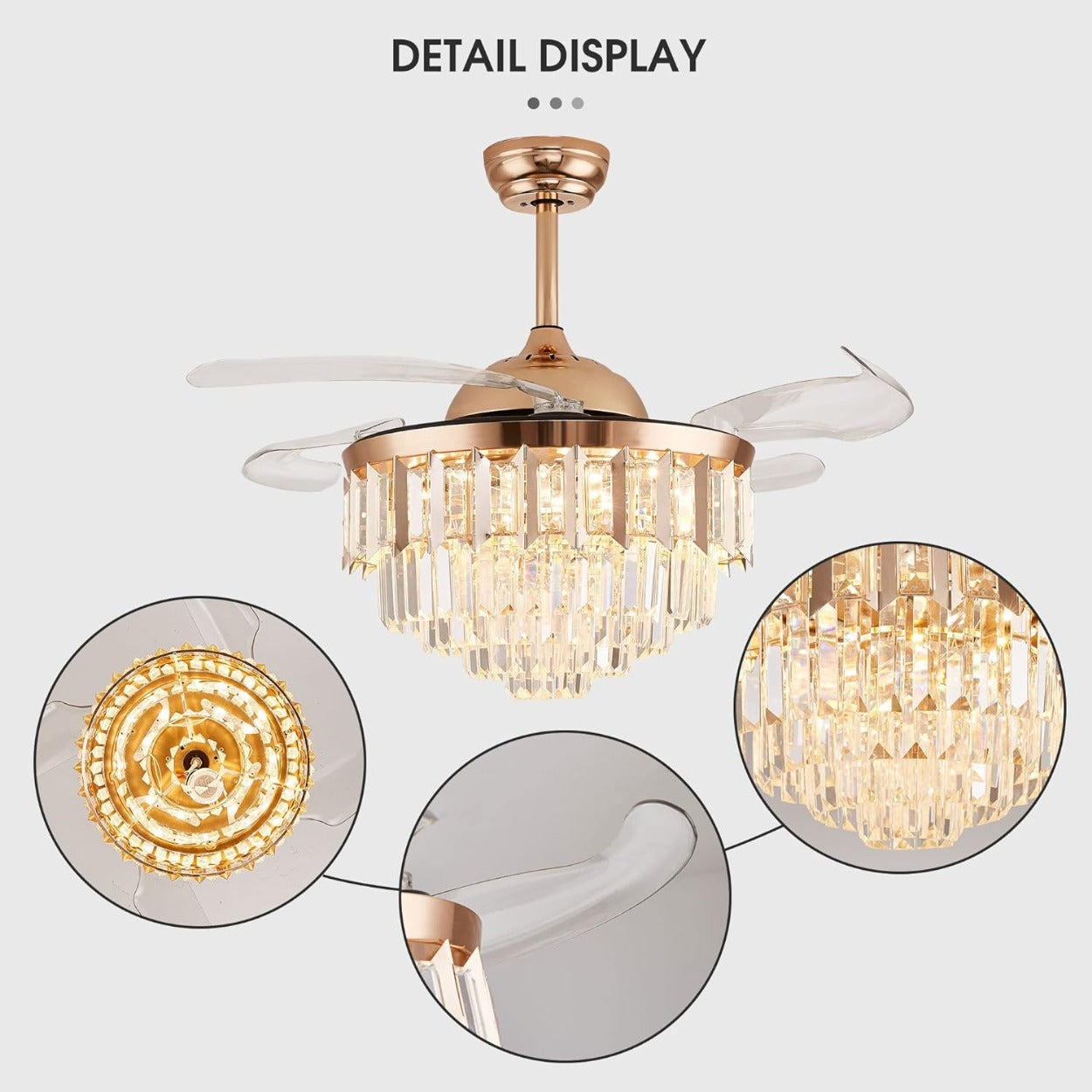 ANKUR BREEZO CRYSTAL LED CEILING FAN WITH CRYSTAL CHANDELIER AND
