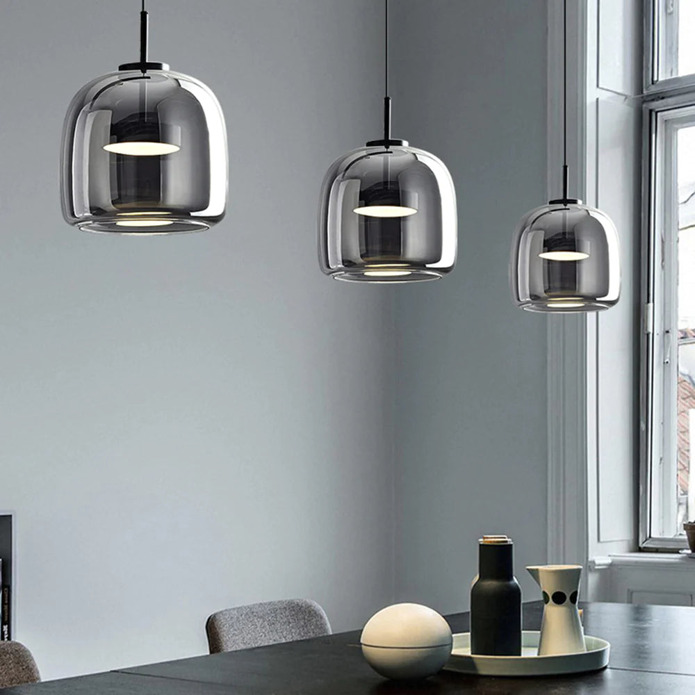 ANKUR GLOW BELL MODERN GLASS WITH METAL LED PENDANT LIGHT