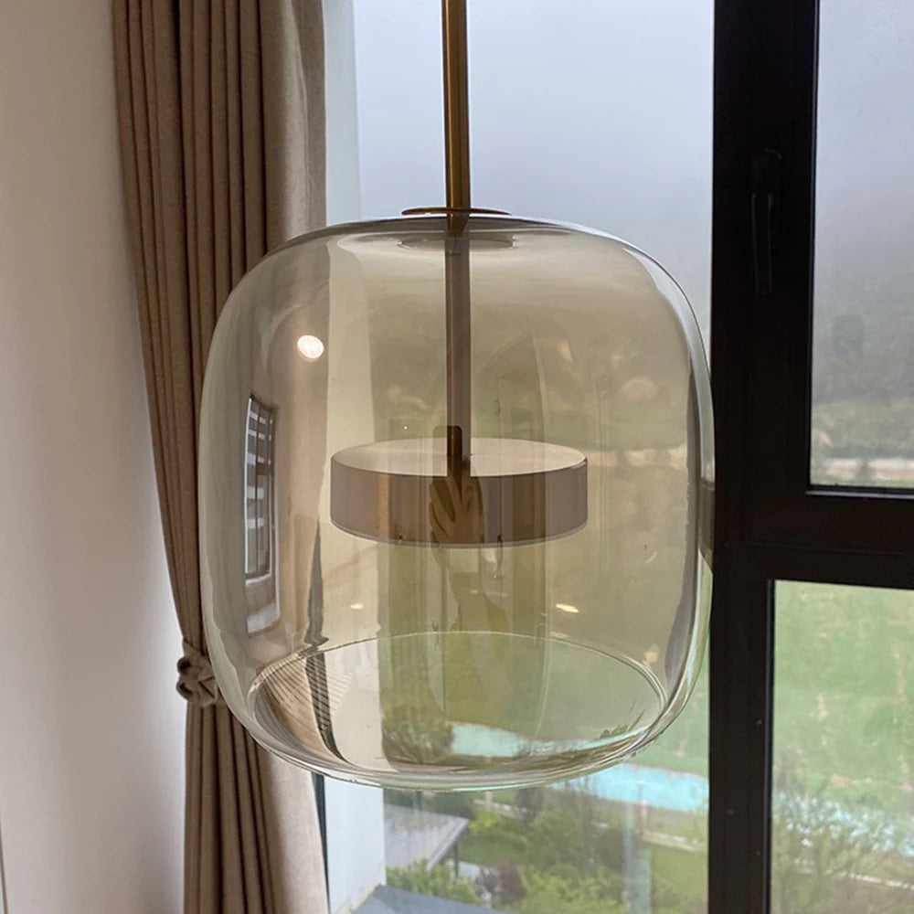 ANKUR GLOW BELL MODERN GLASS WITH METAL LED PENDANT LIGHT