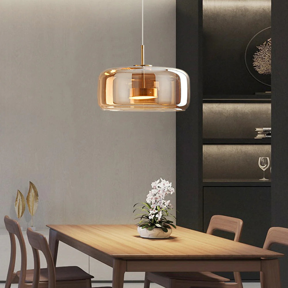 ANKUR ECLIPSE DOME MODERN GLASS WITH METAL LED PENDANT LIGHT