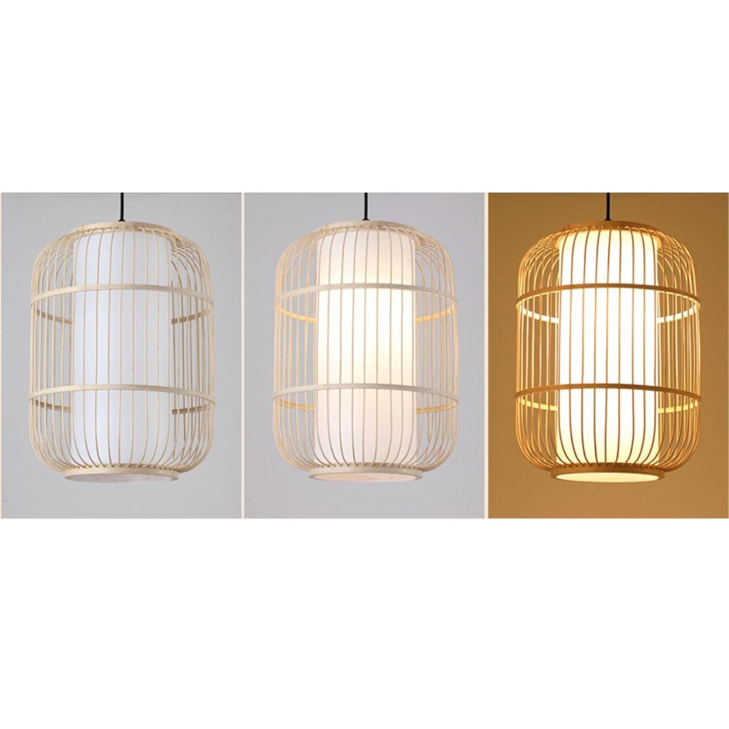 ANKUR NIVA NATURAL BAMBOO CANE AND FABRIC PENDANT LIGHT