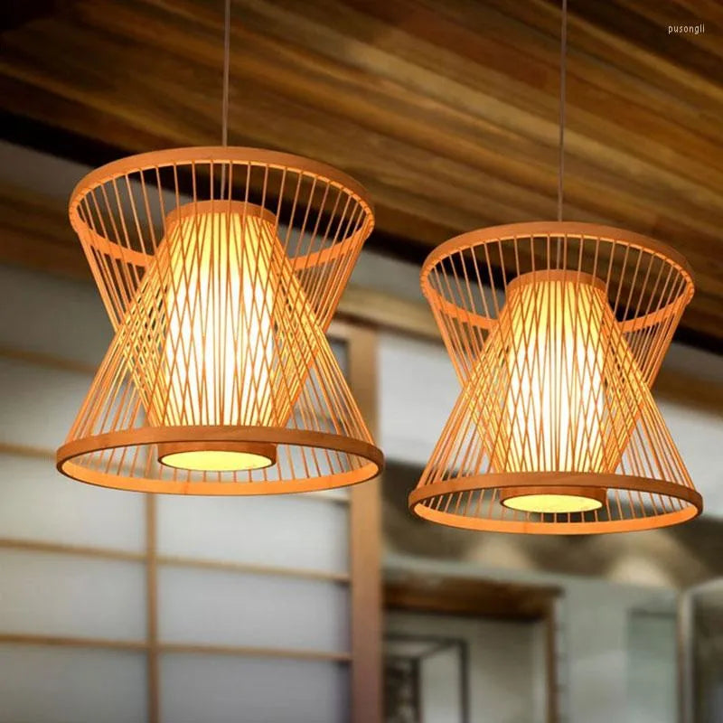 ANKUR SYLO NATURAL BAMBOO CANE AND FABRIC PENDANT LIGHT