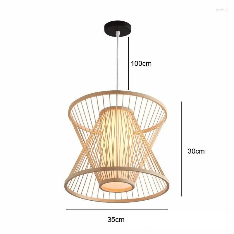 ANKUR SYLO NATURAL BAMBOO CANE AND FABRIC PENDANT LIGHT