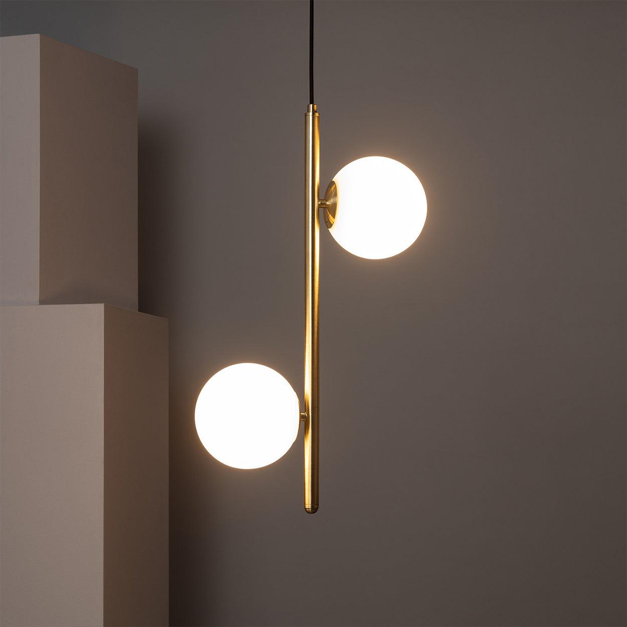 ANKUR ARIZONA 2 LIGHT MILKY GLOBE WITH GOLD METAL HANGING LIGHT at the ...