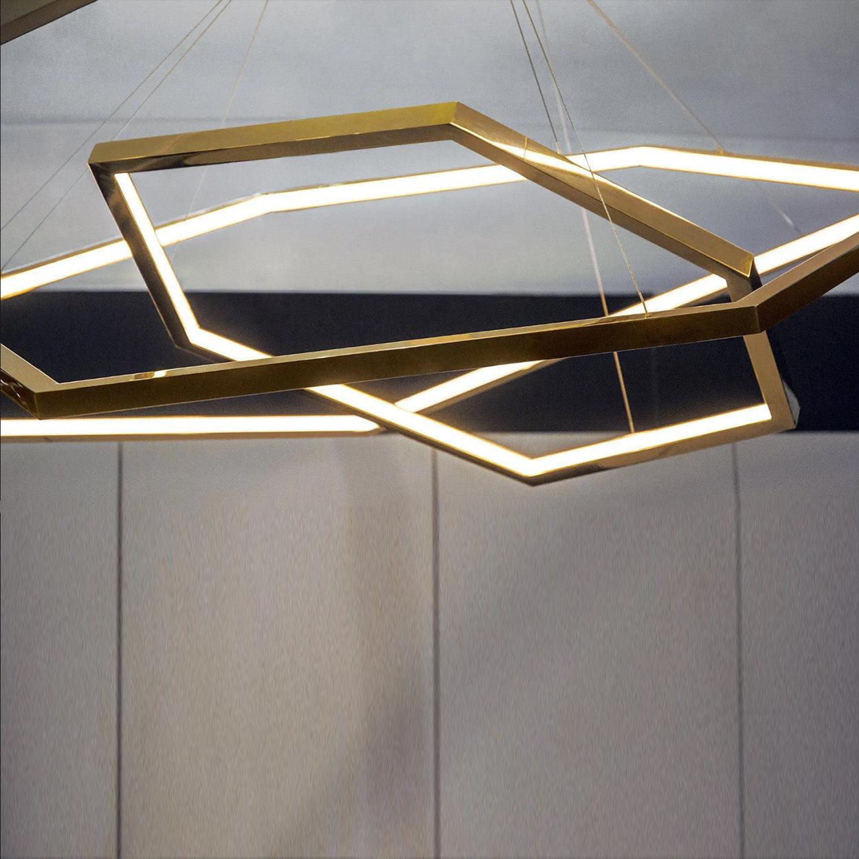 ANKUR GEOM HEXAGON 3 RING CONTEMPORARY LED CHANDELIER at the