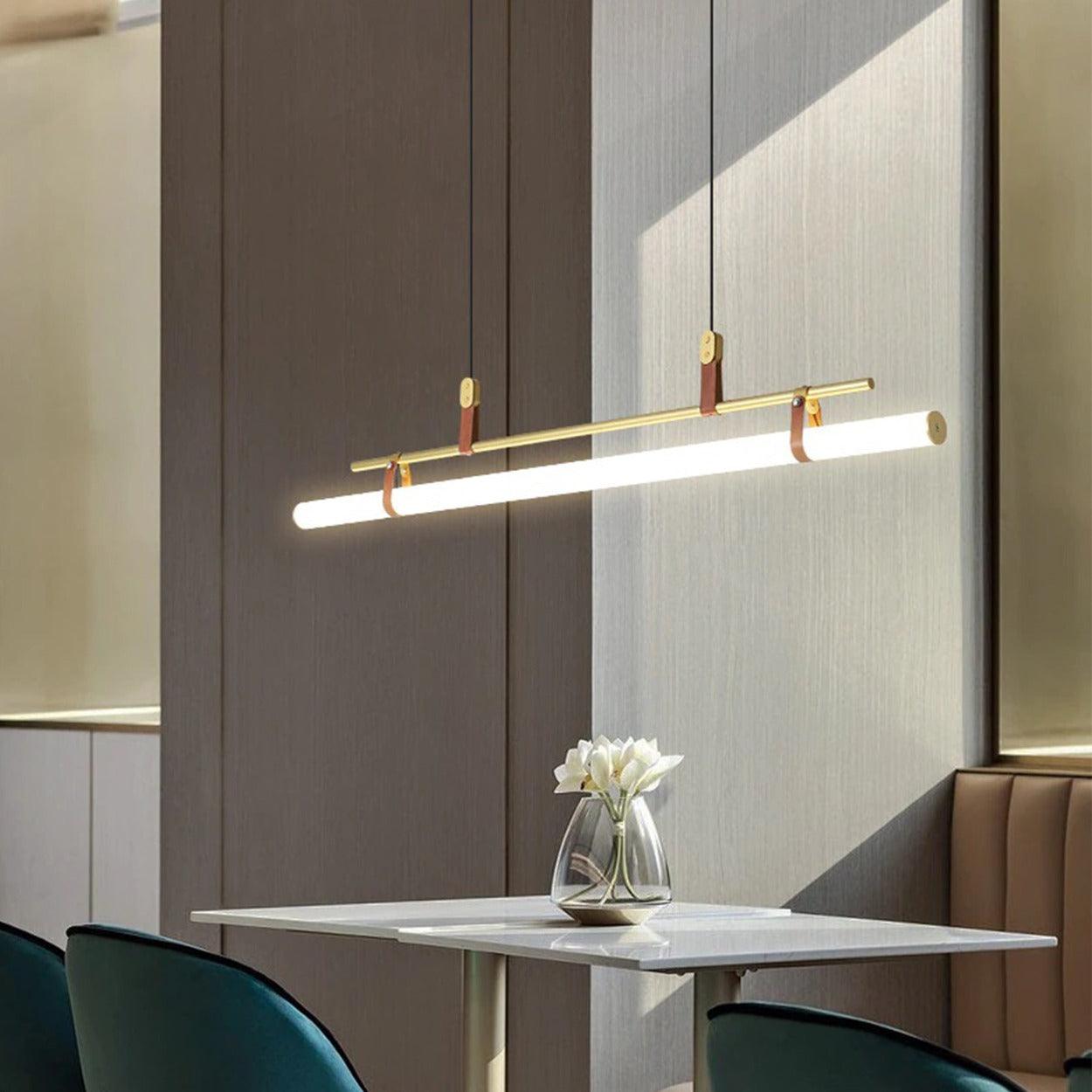 ANNA LINEAR LED TUBE WITH LEATHER HANGING LIGHT at the lowest